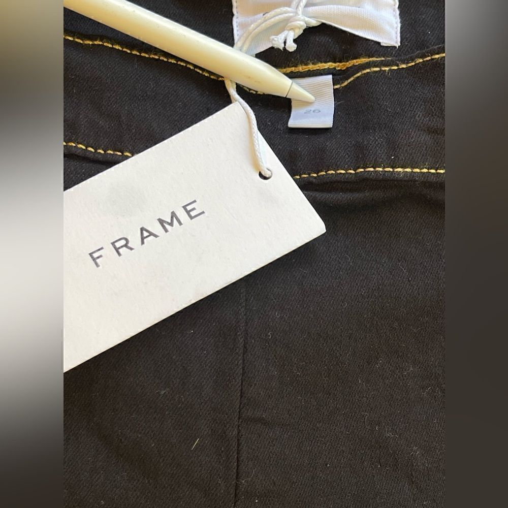Frame Le High Flare with sailor side buttons in dark blue Film Noir. NWT 26 - Picture 5 of 8